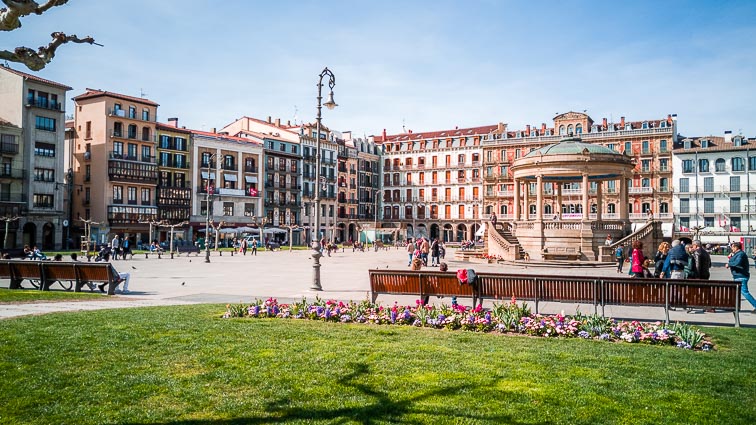 Plaza del Castillo, Pamplona. Pamplona is one of the best places to visit for a city break in Spain